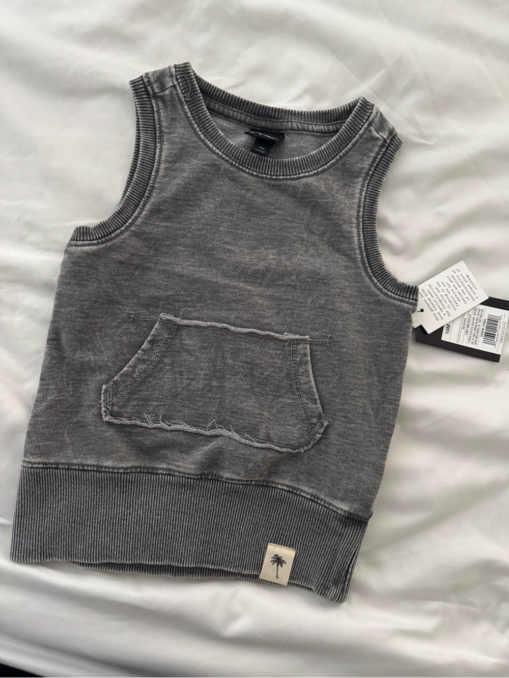 art class Grey Distressed Pocket Tank Top for Kids